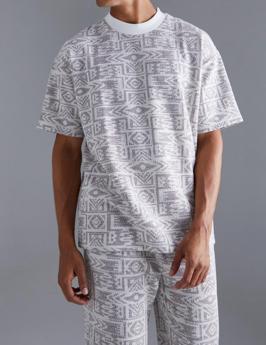 Oversized Jacquard T-shirt And Regular Jogger Set