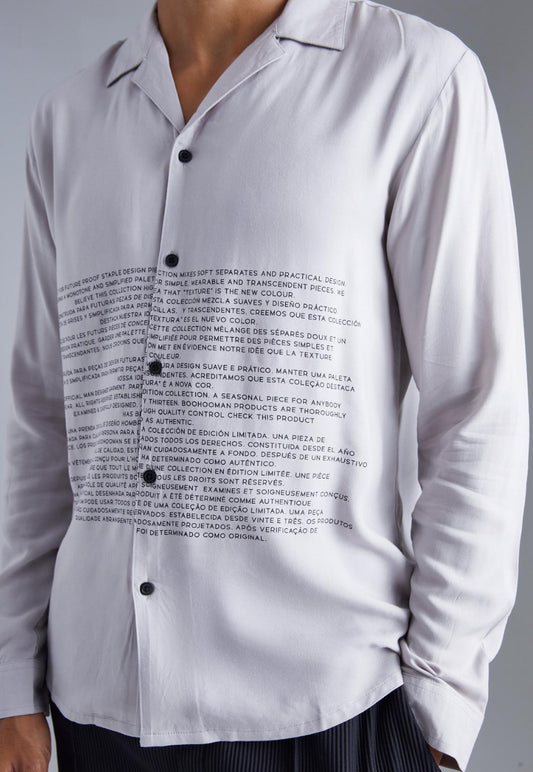 Long Sleeve Viscose Text Shirt