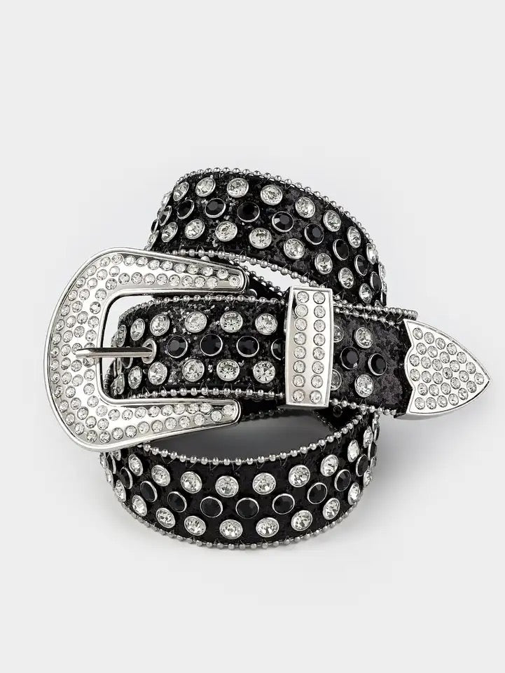 Luxury Rhinestone Leather Belt Unisex