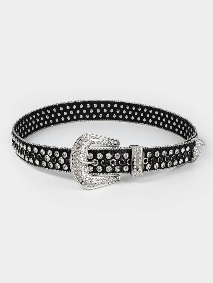 Luxury Rhinestone Leather Belt Unisex