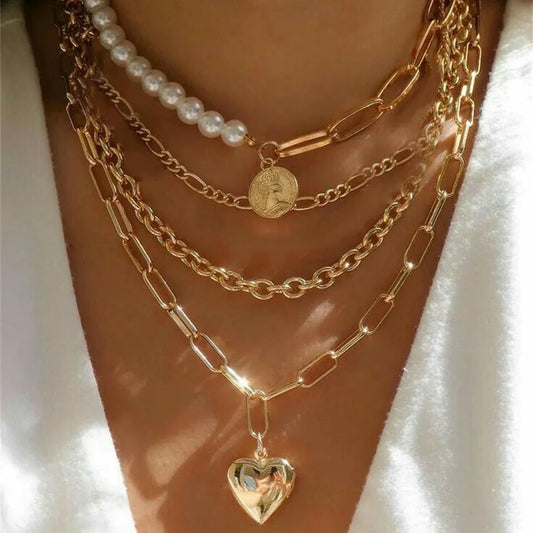 Gold Coloured Thick Geometric Chain