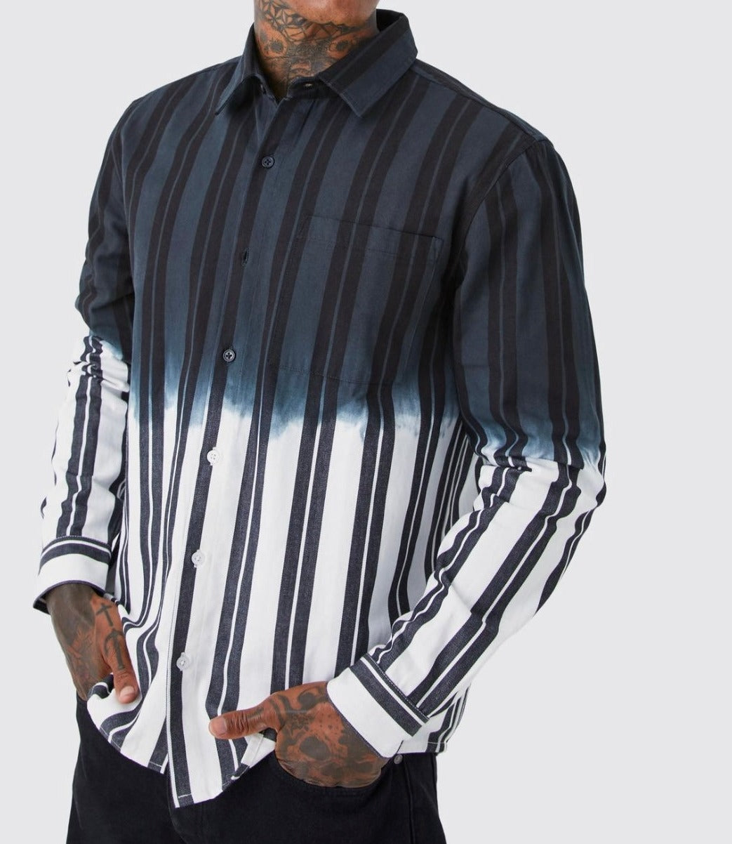 Striped Ombre Twill Overshirt