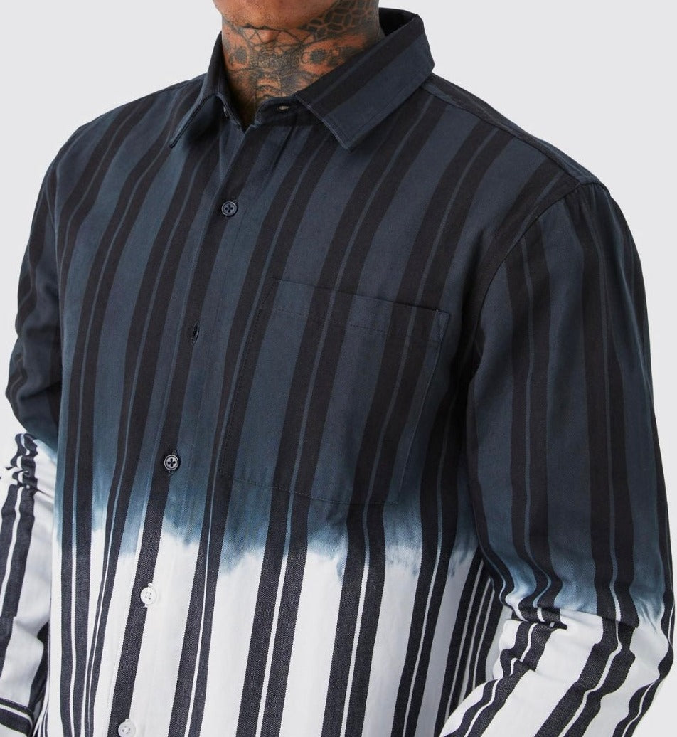 Striped Ombre Twill Overshirt