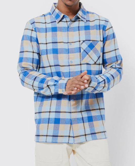 Long sleeve Contrast Check Flannel Shirt