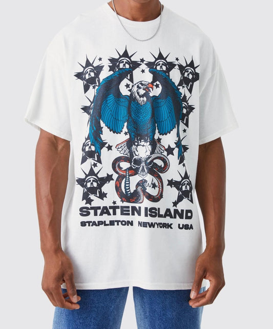 Oversized Staten Island Back Graphic T-shirt