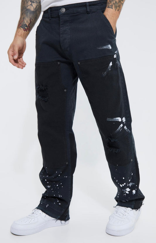 Fixed Waist Carpenter Trouser With Paint Splat